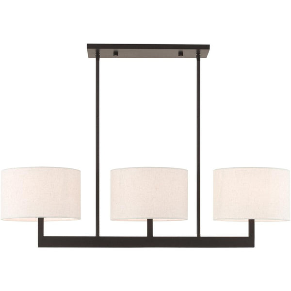 HomeRoots Bronze Three-Light Dimmable Chandelier with Cream Shades for Elegant Home Ambiance & Style 687343