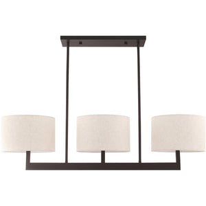 HomeRoots Bronze Three-Light Dimmable Chandelier with Cream Shades for Elegant Home Ambiance & Style 687343