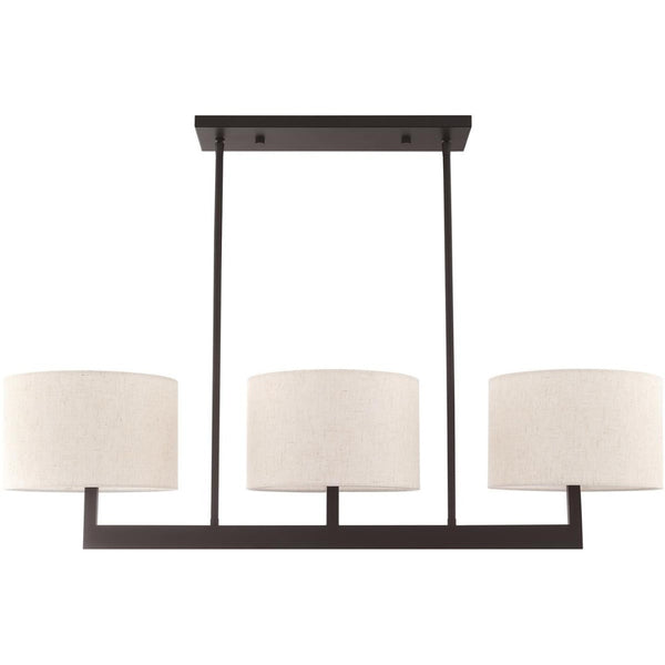 HomeRoots Bronze Three-Light Dimmable Chandelier with Cream Shades for Elegant Home Ambiance & Style 687343