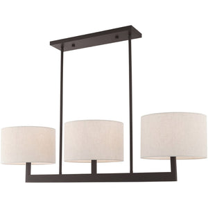 HomeRoots Bronze Three-Light Dimmable Chandelier with Cream Shades for Elegant Home Ambiance & Style 687343