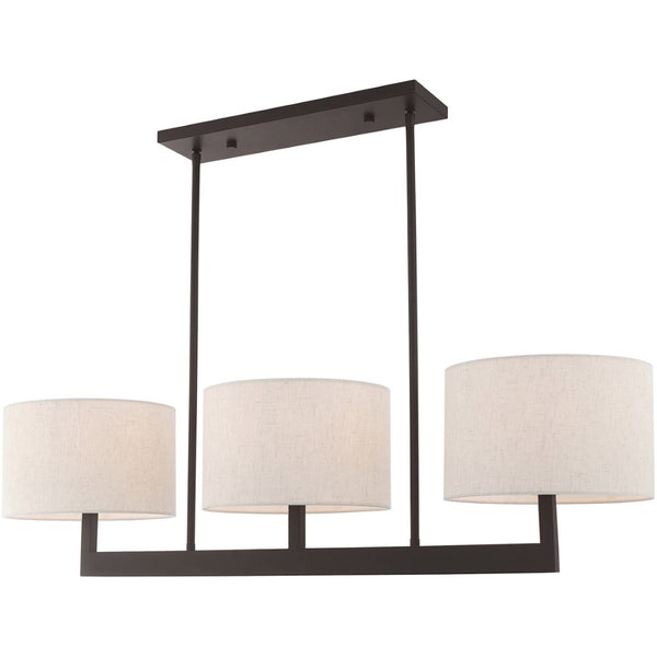 HomeRoots Bronze Three-Light Dimmable Chandelier with Cream Shades for Elegant Home Ambiance & Style 687343