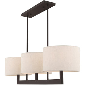 HomeRoots Bronze Three-Light Dimmable Chandelier with Cream Shades for Elegant Home Ambiance & Style 687343