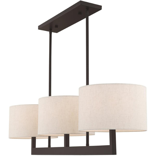 HomeRoots Bronze Three-Light Dimmable Chandelier with Cream Shades for Elegant Home Ambiance & Style 687343