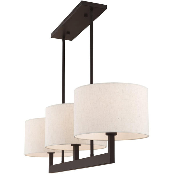 HomeRoots Bronze Three-Light Dimmable Chandelier with Cream Shades for Elegant Home Ambiance & Style 687343