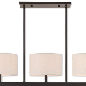 HomeRoots Bronze Three-Light Dimmable Chandelier with Cream Shades for Elegant Home Ambiance & Style 687343