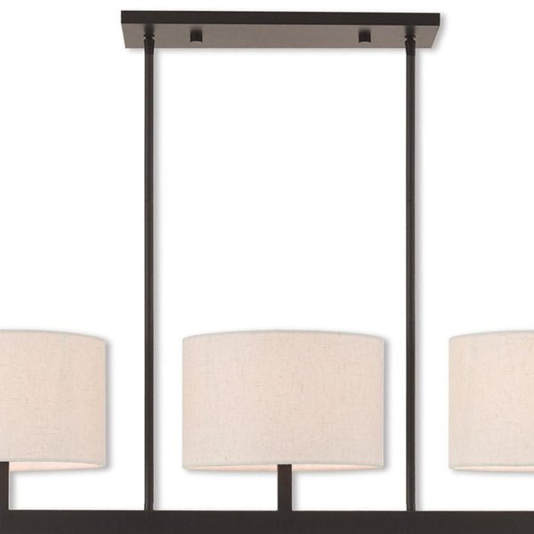HomeRoots Bronze Three-Light Dimmable Chandelier with Cream Shades for Elegant Home Ambiance & Style 687343