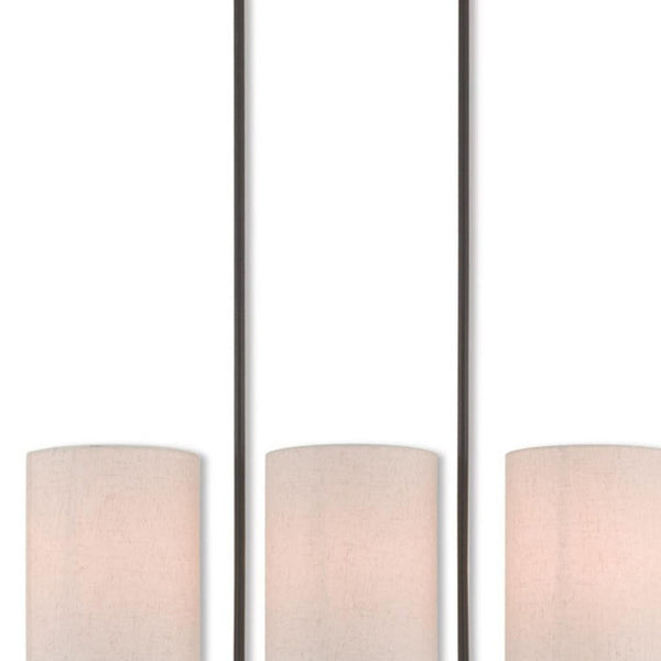 HomeRoots Bronze Five-Light Dimmable Chandelier with Elegant Cylinder Shades for Versatile Home Décor Solutions 687344