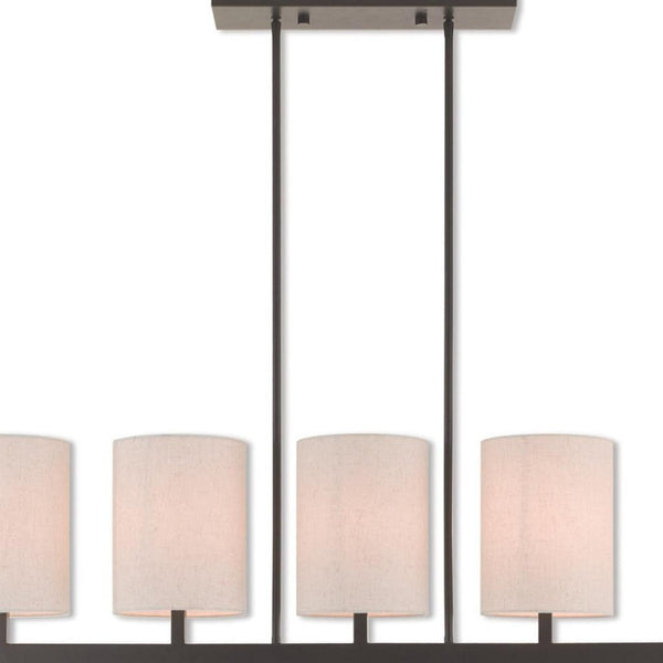 HomeRoots Bronze Five-Light Dimmable Chandelier with Elegant Cylinder Shades for Versatile Home Décor Solutions 687344