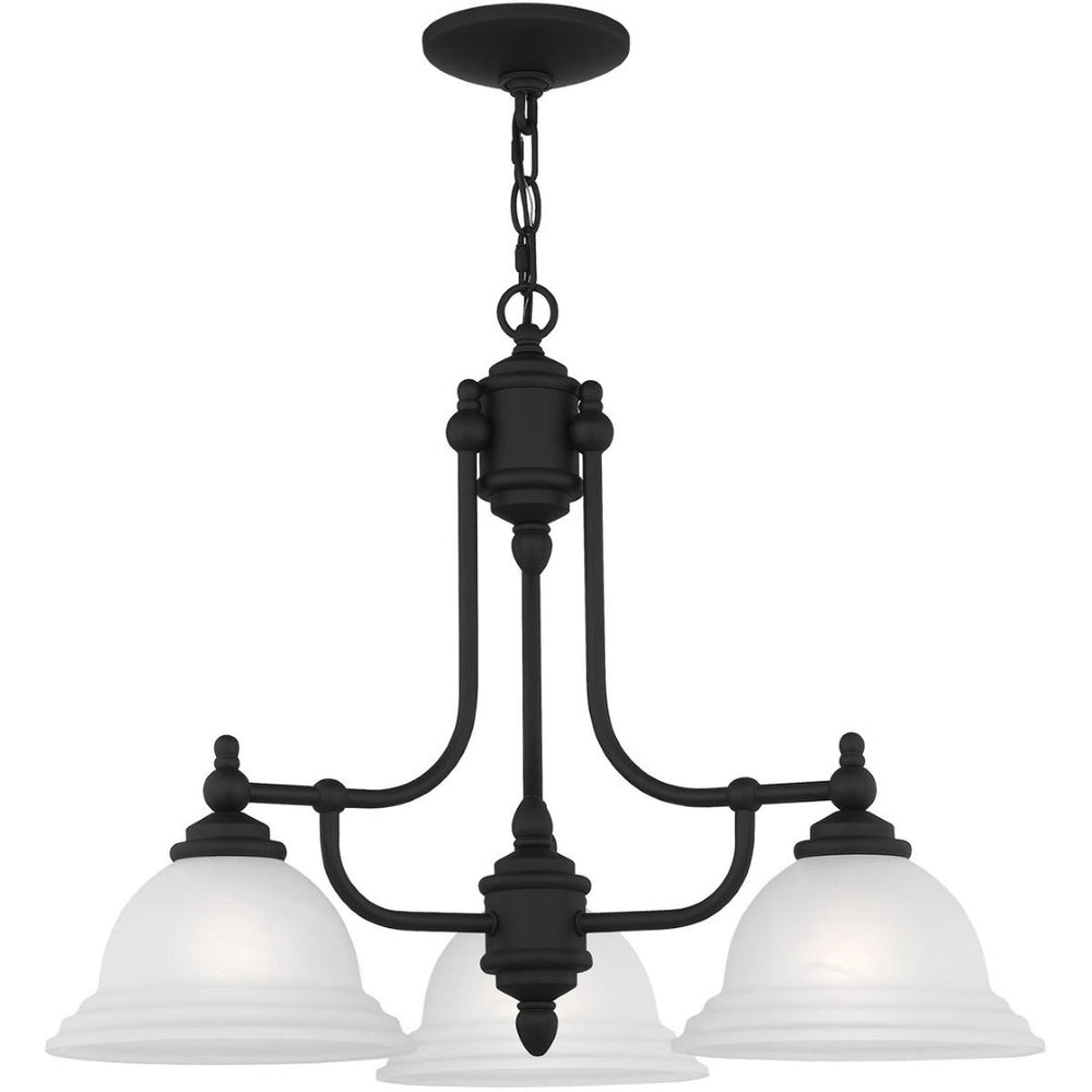 HomeRoots Black Three-Light Metal Chandelier - Dimmable, Modern Design with Cylindrical Shades for Any Room 687345