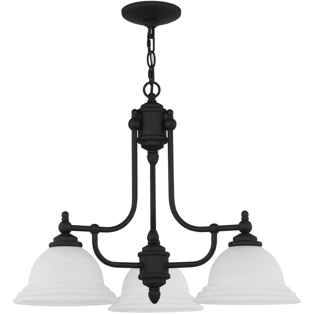 HomeRoots Black Three-Light Metal Chandelier - Dimmable, Modern Design with Cylindrical Shades for Any Room 687345