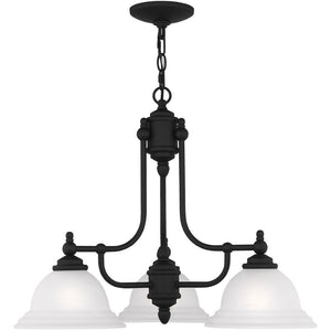 HomeRoots Black Three-Light Metal Chandelier - Dimmable, Modern Design with Cylindrical Shades for Any Room 687345
