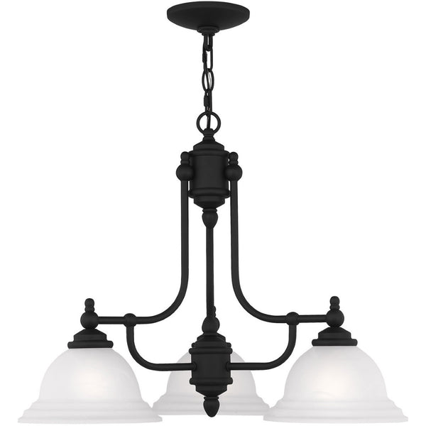 HomeRoots Black Three-Light Metal Chandelier - Dimmable, Modern Design with Cylindrical Shades for Any Room 687345