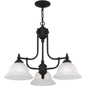HomeRoots Black Three-Light Metal Chandelier - Dimmable, Modern Design with Cylindrical Shades for Any Room 687345