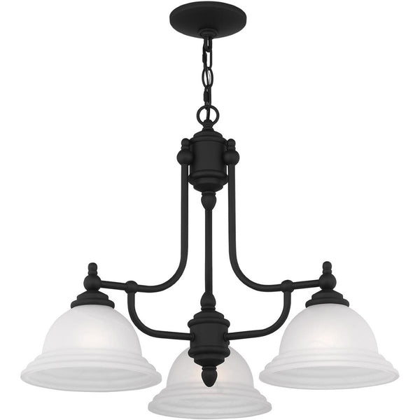 HomeRoots Black Three-Light Metal Chandelier - Dimmable, Modern Design with Cylindrical Shades for Any Room 687345