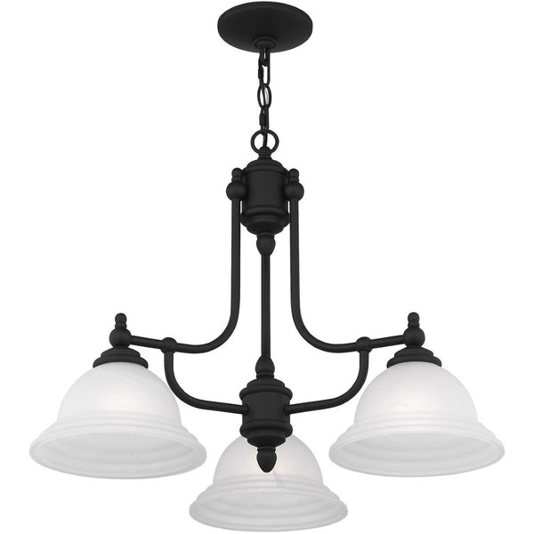 HomeRoots Black Three-Light Metal Chandelier - Dimmable, Modern Design with Cylindrical Shades for Any Room 687345