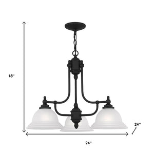 HomeRoots Black Three-Light Metal Chandelier - Dimmable, Modern Design with Cylindrical Shades for Any Room 687345