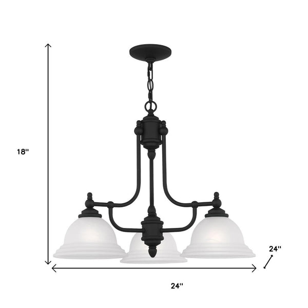 HomeRoots Black Three-Light Metal Chandelier - Dimmable, Modern Design with Cylindrical Shades for Any Room 687345