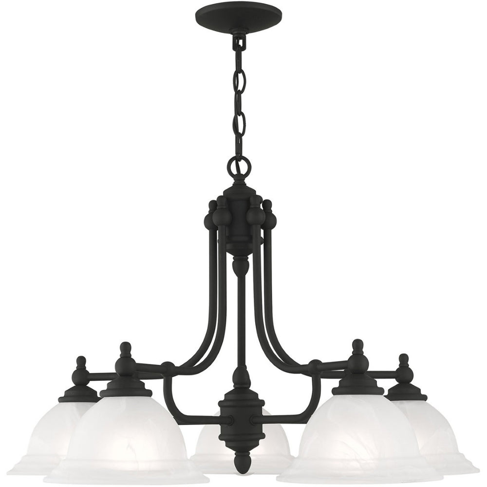 HomeRoots Black Five-Light Metal Dimmable Chandelier - Modern Design with Adjustable Illumination for Any Space 687347