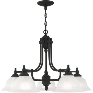 HomeRoots Black Five-Light Metal Dimmable Chandelier - Modern Design with Adjustable Illumination for Any Space 687347