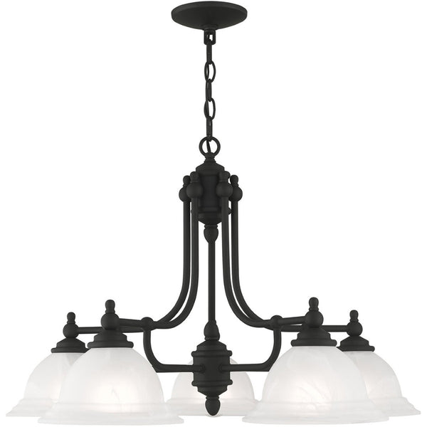 HomeRoots Black Five-Light Metal Dimmable Chandelier - Modern Design with Adjustable Illumination for Any Space 687347