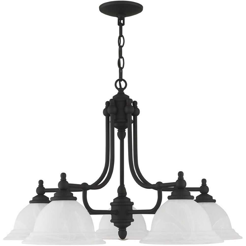 HomeRoots Black Five-Light Metal Dimmable Chandelier - Modern Design with Adjustable Illumination for Any Space 687347