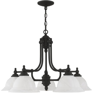 HomeRoots Black Five-Light Metal Dimmable Chandelier - Modern Design with Adjustable Illumination for Any Space 687347