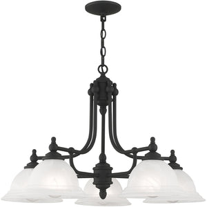 HomeRoots Black Five-Light Metal Dimmable Chandelier - Modern Design with Adjustable Illumination for Any Space 687347