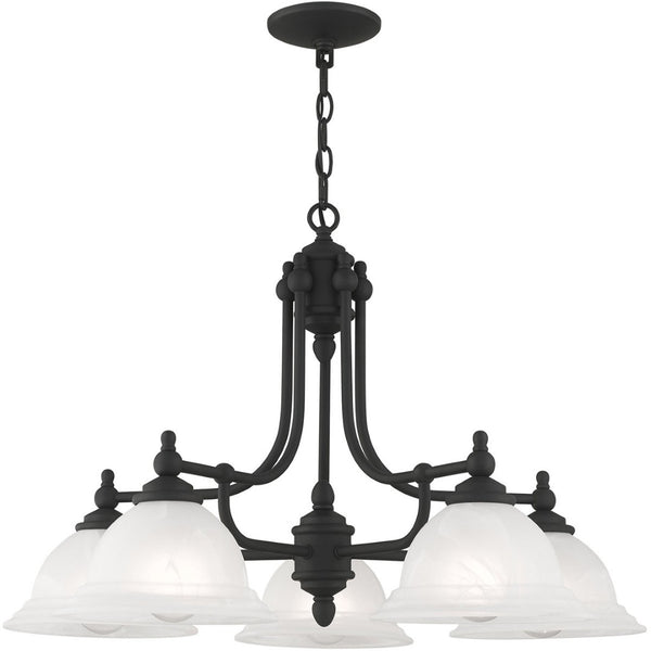 HomeRoots Black Five-Light Metal Dimmable Chandelier - Modern Design with Adjustable Illumination for Any Space 687347