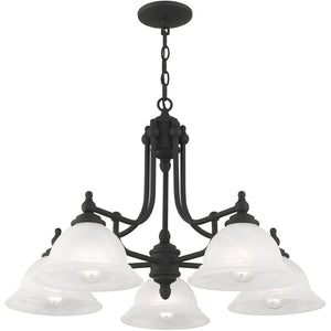 HomeRoots Black Five-Light Metal Dimmable Chandelier - Modern Design with Adjustable Illumination for Any Space 687347