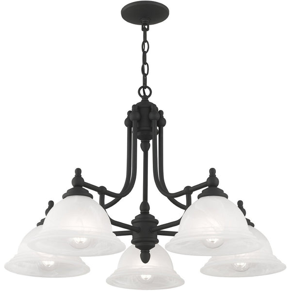HomeRoots Black Five-Light Metal Dimmable Chandelier - Modern Design with Adjustable Illumination for Any Space 687347