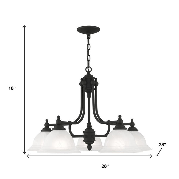 HomeRoots Black Five-Light Metal Dimmable Chandelier - Modern Design with Adjustable Illumination for Any Space 687347