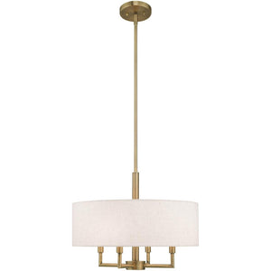 HomeRoots Four Light Dimmable Chandelier with Stylish Steel Shades - Modern Ambiance for Any Space 687348