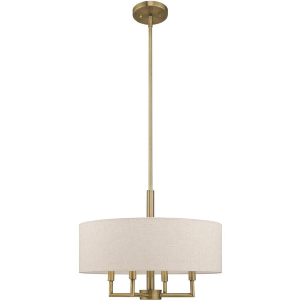 HomeRoots Four Light Dimmable Chandelier with Stylish Steel Shades - Modern Ambiance for Any Space 687348