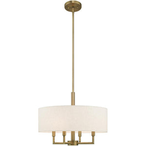 HomeRoots Four Light Dimmable Chandelier with Stylish Steel Shades - Modern Ambiance for Any Space 687348