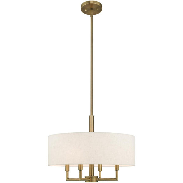 HomeRoots Four Light Dimmable Chandelier with Stylish Steel Shades - Modern Ambiance for Any Space 687348