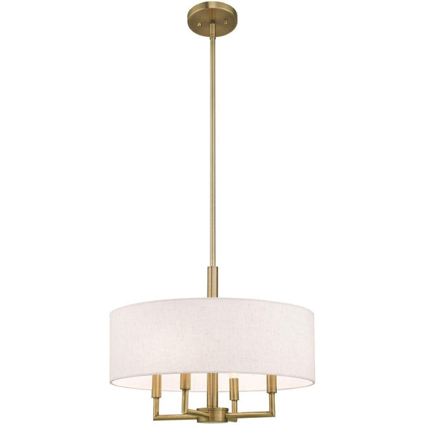HomeRoots Four Light Dimmable Chandelier with Stylish Steel Shades - Modern Ambiance for Any Space 687348