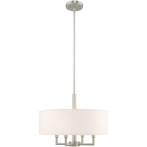 HomeRoots Nickel Dimmable Four-Light Chandelier with Elegant Cylinder Shades – Perfect for Any Room Decor 687349