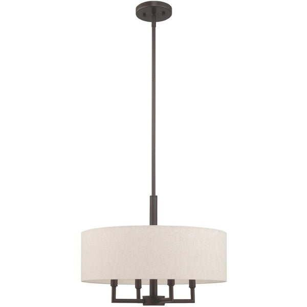 HomeRoots Four Light Dimmable Chandelier - Modern Steel Fixture with Cylindrical Shades for Stylish Illumination 687350