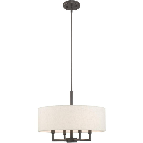 HomeRoots Four Light Dimmable Chandelier - Modern Steel Fixture with Cylindrical Shades for Stylish Illumination 687350