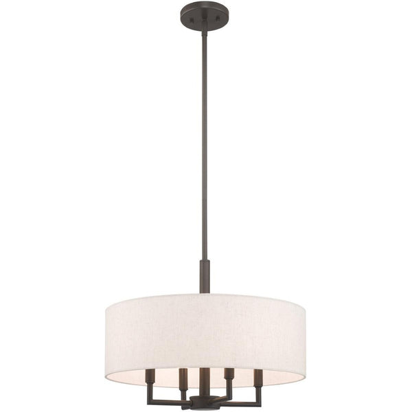 HomeRoots Four Light Dimmable Chandelier - Modern Steel Fixture with Cylindrical Shades for Stylish Illumination 687350