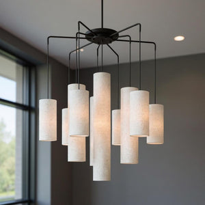 HomeRoots Bronze Multi-Light Dimmable Chandelier with Elegant Cylinder Shades for Stylish Home Illumination 687351