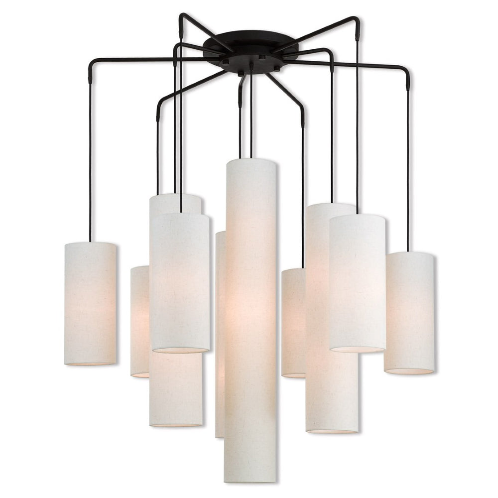 HomeRoots Bronze Multi-Light Dimmable Chandelier with Elegant Cylinder Shades for Stylish Home Illumination 687351