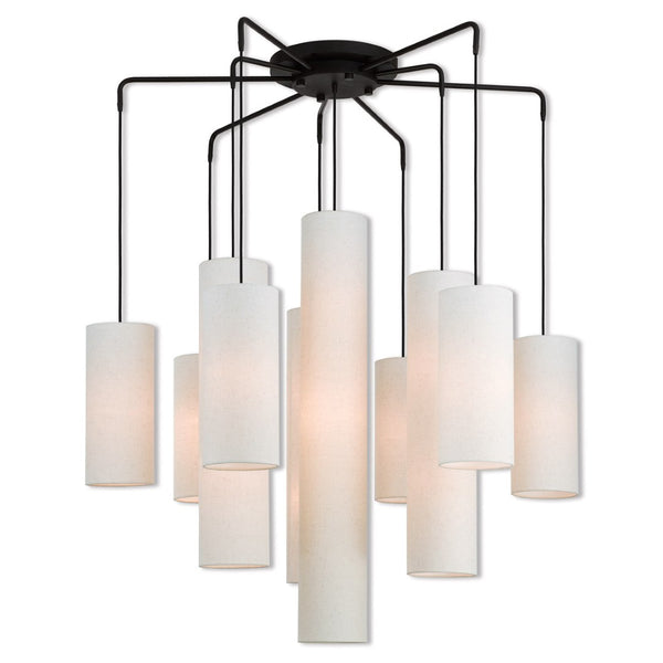 HomeRoots Bronze Multi-Light Dimmable Chandelier with Elegant Cylinder Shades for Stylish Home Illumination 687351