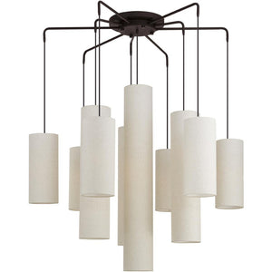 HomeRoots Bronze Multi-Light Dimmable Chandelier with Elegant Cylinder Shades for Stylish Home Illumination 687351