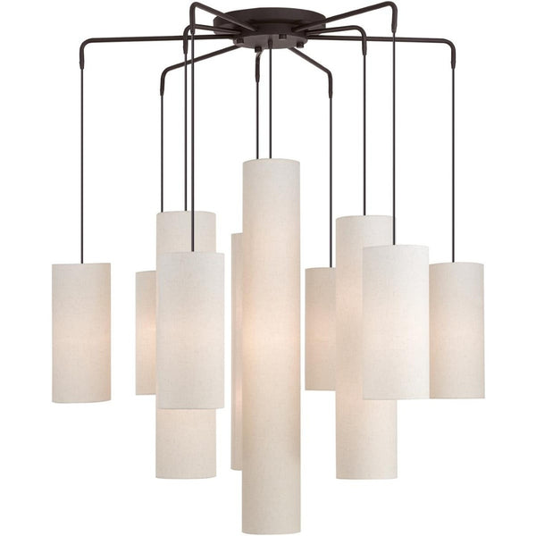 HomeRoots Bronze Multi-Light Dimmable Chandelier with Elegant Cylinder Shades for Stylish Home Illumination 687351