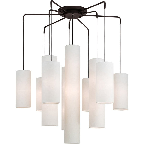 HomeRoots Bronze Multi-Light Dimmable Chandelier with Elegant Cylinder Shades for Stylish Home Illumination 687351