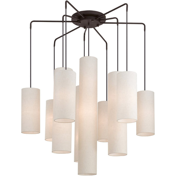 HomeRoots Bronze Multi-Light Dimmable Chandelier with Elegant Cylinder Shades for Stylish Home Illumination 687351