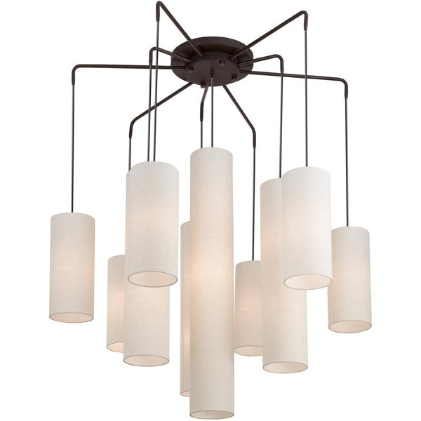 HomeRoots Bronze Multi-Light Dimmable Chandelier with Elegant Cylinder Shades for Stylish Home Illumination 687351