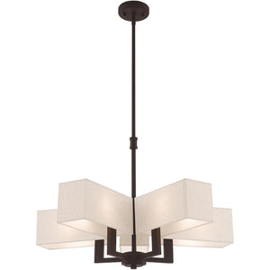 HomeRoots Bronze Five-Light Dimmable Chandelier with Elegant Cylinder Shades for Modern Home Illumination 687353