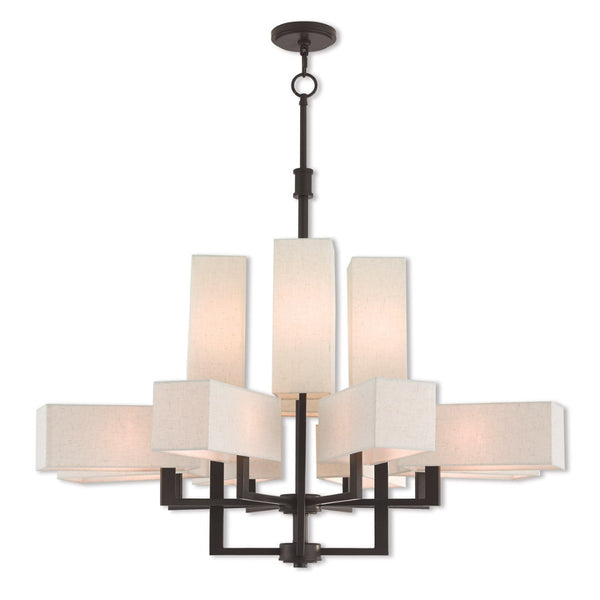 HomeRoots Bronze Twelve-Light Dimmable Chandelier - Elegant Ambient Lighting for Modern & Transitional Spaces 687354